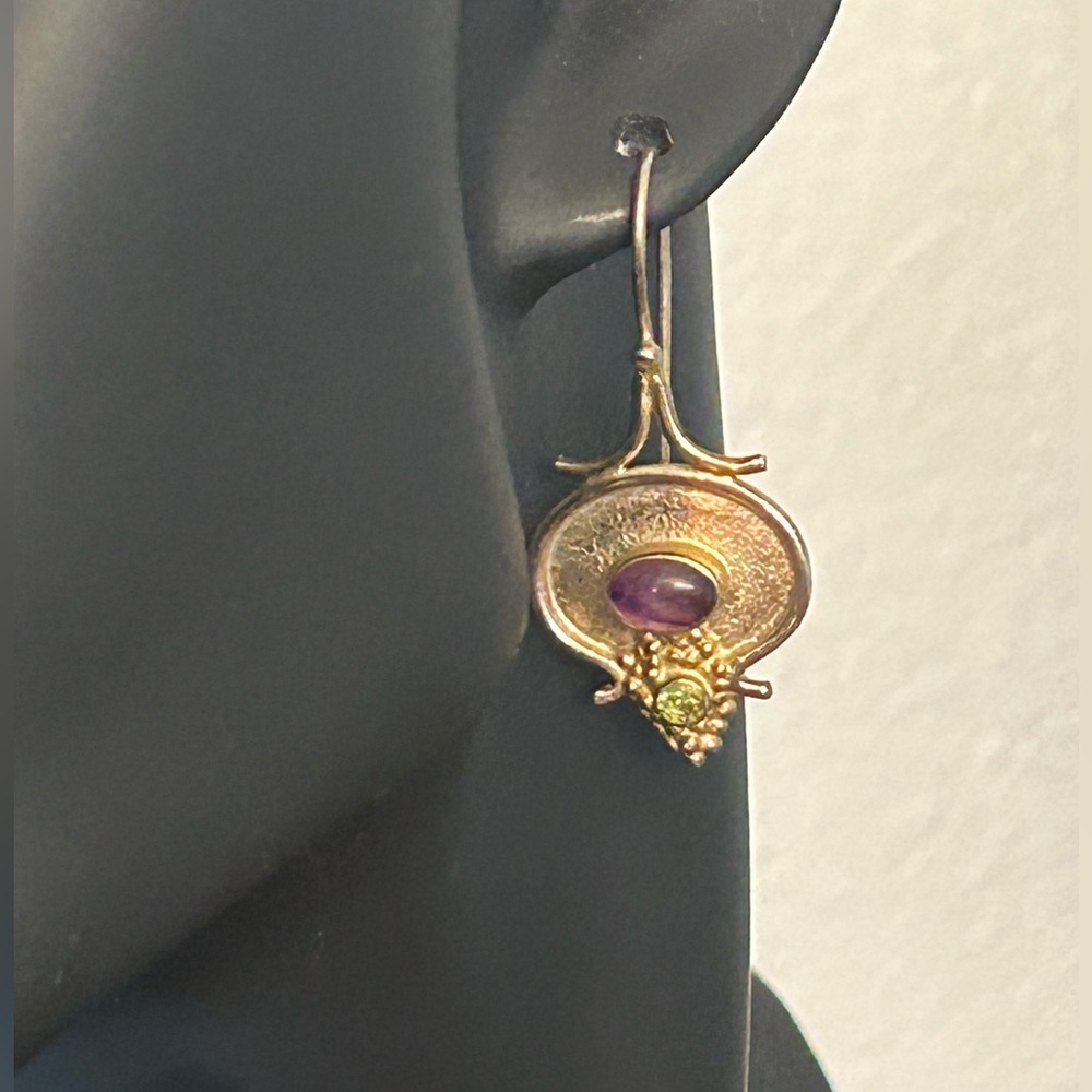 Vintage Sterling Amethyst & Peridot Earrings
